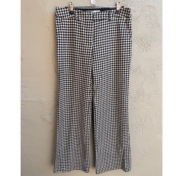 Trina Turk Pants - Trina Turk Womens Black White Houndstooth Pants Academia Office Mod Tailored